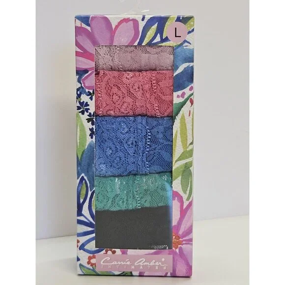 Carrie Amber Women Size L Intimates 5PK Lace Hipster Multicolor Gift Box Panties - Picture 2 of 7